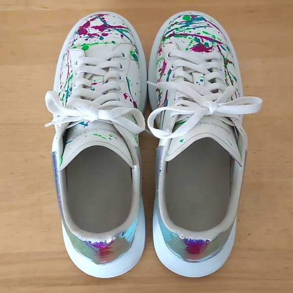Alexander Mcqueen Abstract Colorful Painted White Leather Sneaker - Picture 6 of 16